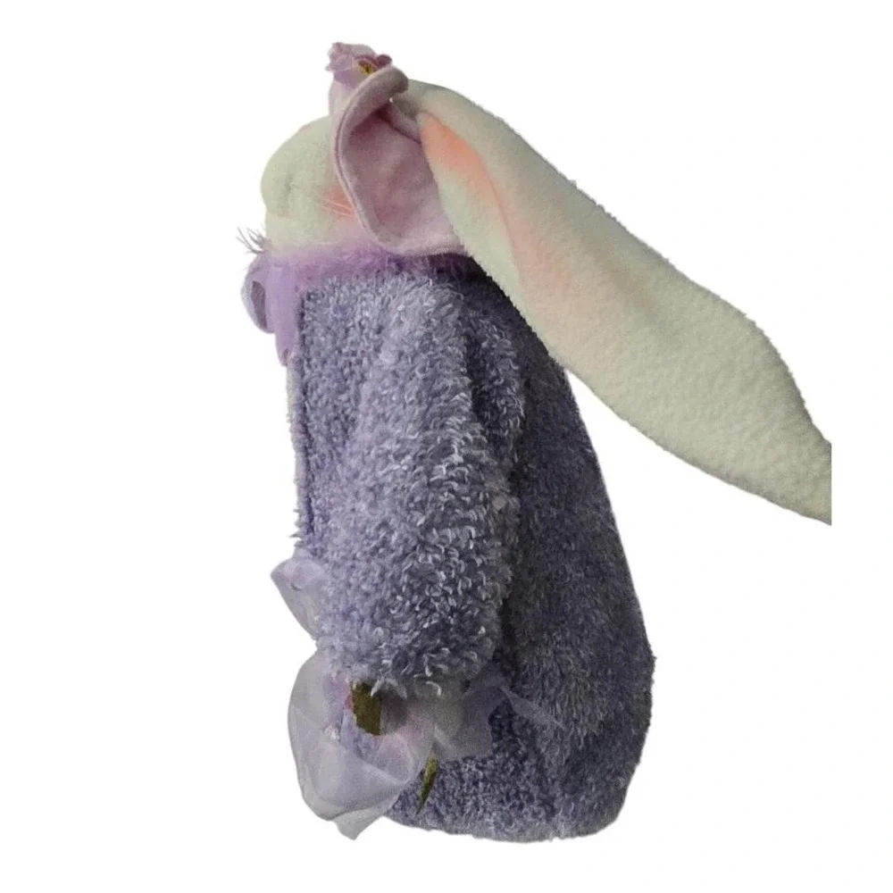 Easter Bunny Decorative Plush Purple Jacket Pink Hat Sequins 18 Inch Bean Bottom